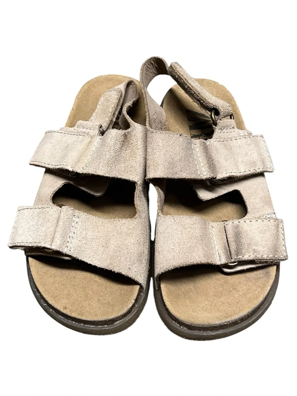 Zara kids double strap leather sandals in sandy brown Made in Spain